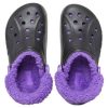 Crocs Baya Lined Fuzz Strap Clogs “Black Purple” 20663309V