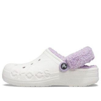 Crocs Classic Baya Lined Fuzz-Strap Clog “White Lila” 206633-577