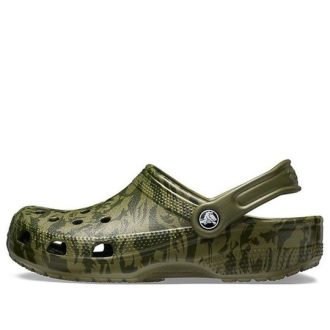 Crocs Classic Clog Camouflage Printing Beach Army Green Sandals 206454-309