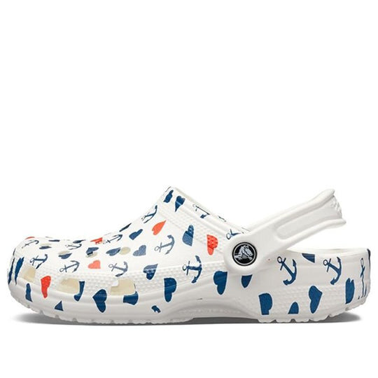 Crocs Classic Clog Printing Sandals White Blue 206053-94S Crocs Classic Clog Printing Sandals White Blue 206053-94S