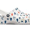Crocs Classic Clog Printing Sandals White Blue 206053-94S Crocs Classic Clog Printing Sandals White Blue 206053-94S