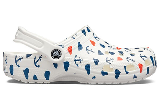 Crocs Classic Clog Printing Sandals White Blue 206053-94S Crocs Classic Clog Printing Sandals White Blue 206053-94S