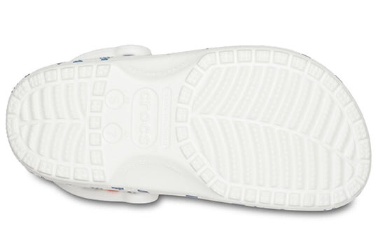 Crocs Classic Clog Printing Sandals White Blue 206053-94S Crocs Classic Clog Printing Sandals White Blue 206053-94S