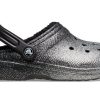 Crocs Classic Glitter Lined Clogs “Black Silver” 205842-067