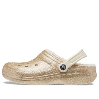 Crocs Classic Glitter Lined Clogs “Gold” 504271