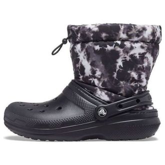 Crocs Classic Lined Neo Puff Tie Dye Boots “Black White” 207328-001
