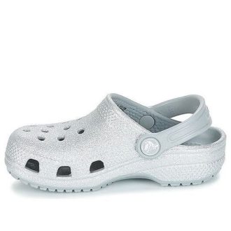 Crocs (GS) Classic Glitter Clogs “Silver” 205441-040