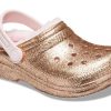 Crocs (GS) Classic Lined Glitter Clogs “Gold Pink” 207462-2UB