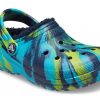 Crocs (GS) Classic Lined Marbled Clogs “Blue Tie Dye” 207238-4HQ