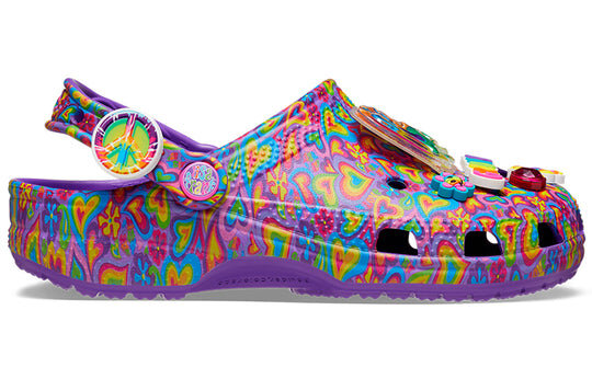 Crocs Lisa Frank x Classic Clog “Neon Purple Multi Hearts” 207736-573 Crocs Lisa Frank x Classic Clog “Neon Purple Multi Hearts” 207736-573