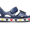 Crocs (PS) Funny Mickey Velcro Outdoor Open Toe Flat Heel Sports Deep Blue Sandals 206171-410