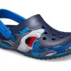 Crocs (PS) Funny Shark Pattern Outdoor Flat Heel Sports Deep Blue Sandals 207070-410