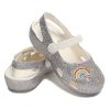 Crocs (PS) Outdoor Flat Heel Shiny Sports Silver Sandals 206370-93R