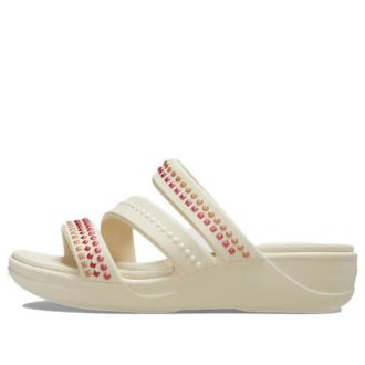 Crocs (WMNS) Boca Gems Srappy Wedge Sandals “White Red” 209293