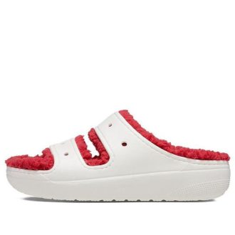 Crocs (WMNS) Classic Cozzzy Holiday Sweater Sandal “White Red” 209227-90H