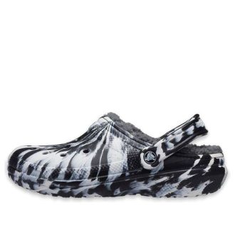 Crocs (WMNS) Classic Lined Clog Outdoor Sandals “Marbled White Black” 207180-103