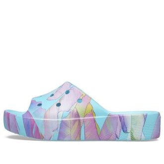 Crocs (WMNS) Classic Platform Palm Print Slide “Blue Multi-Color” 208607-4NQ